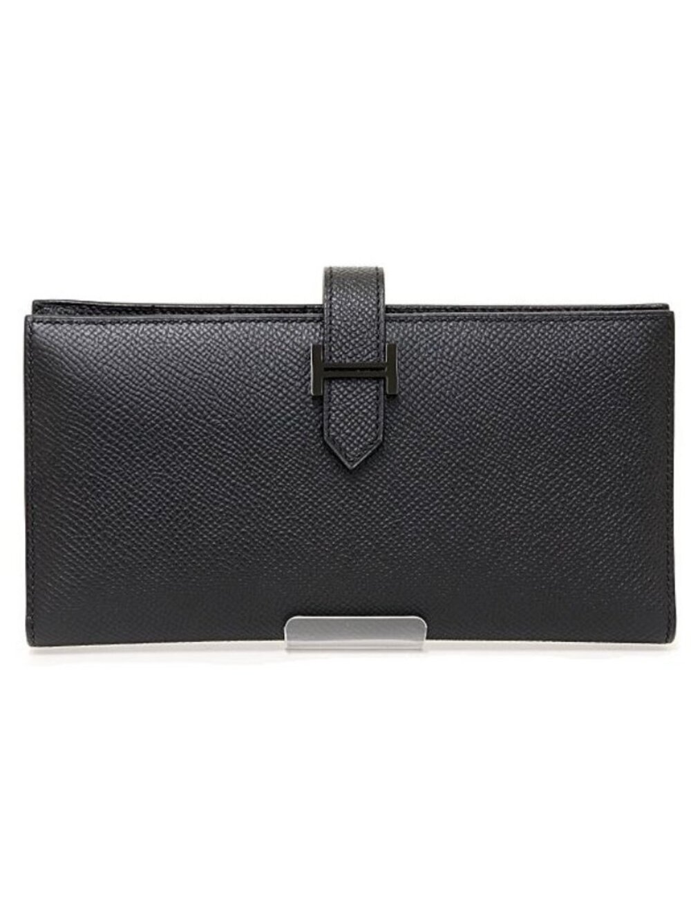 Hermes Bearn Soufflet Monochrome Wallet Veau Madame So Black